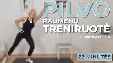 22 Min Pilvo Raumenų Stiprinimo Treniruotė Naudojant 1 Kg Svarelius