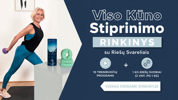 Viso Kūno Stiprinimo Programa + 1 kg Riešo Svoriai (2 vnt. po 1 kg) – Turkio spalvos