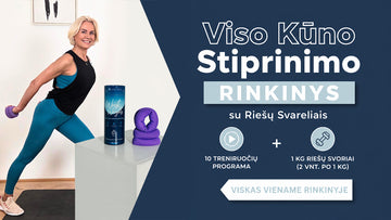 Viso Kūno Stiprinimo Programa + 1 kg Riešo Svoriai (2 vnt. po 1 kg) – Turkio spalvos